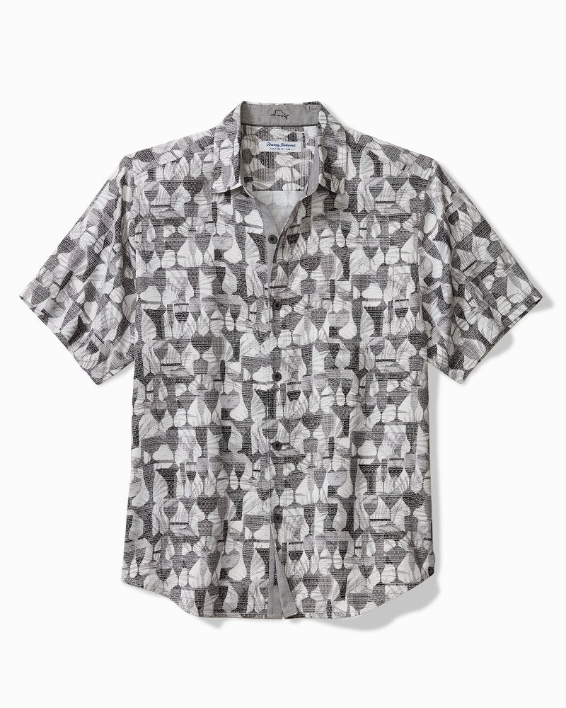 Big & Tall Coastal Ease Fizz & Fronds IslandZone Camp Shirt - Graphite Gray