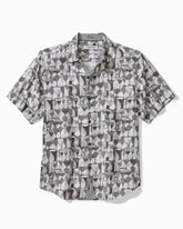 Big & Tall Coastal Ease Fizz & Fronds IslandZone Camp Shirt - Graphite Gray