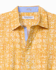 Big & Tall Coastal Ease Carrico Tiles IslandZone Camp Shirt - Sunshine