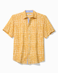 Big & Tall Coastal Ease Carrico Tiles IslandZone Camp Shirt - Sunshine