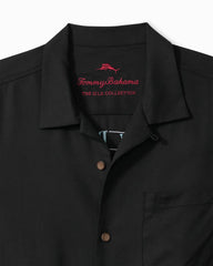 Big & Tall Sailor's Swirl Silk Camp Shirt - Matte Black