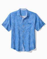 Big & Tall Palm Perch Silk Camp Shirt - Rococo Blue
