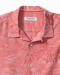 Big & Tall Coastal Ease Palms IslandZone Camp Shirt - Red Sunset