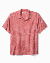 Big & Tall Coastal Ease Palms IslandZone Camp Shirt - Red Sunset