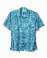 Big & Tall Coastal Ease Palms IslandZone Camp Shirt - Saxony Blue
