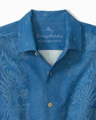 Big & Tall Kona Luxe Border Silk Camp Shirt - Dockside Blue