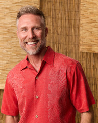 Big & Tall Kona Luxe Border Silk Camp Shirt - Baked Apple