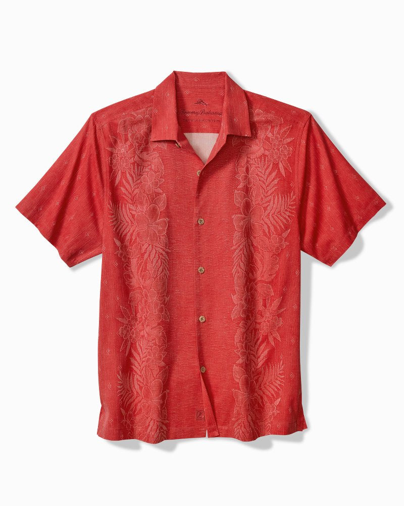 Big & Tall Kona Luxe Border Silk Camp Shirt - Baked Apple