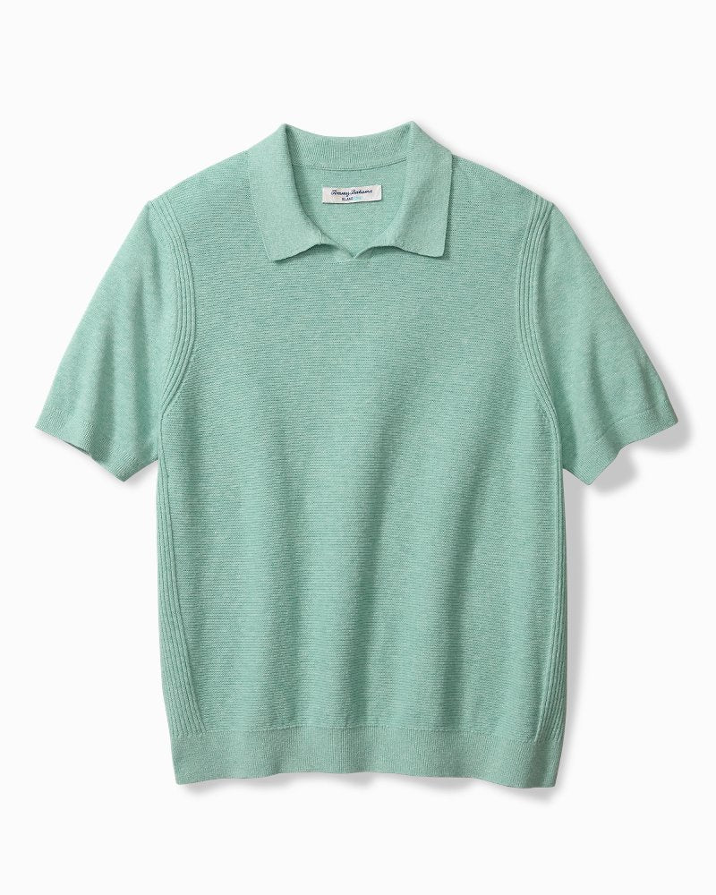 Big & Tall Capri Cove IslandZone® Sweater Polo - Aquifer Heather