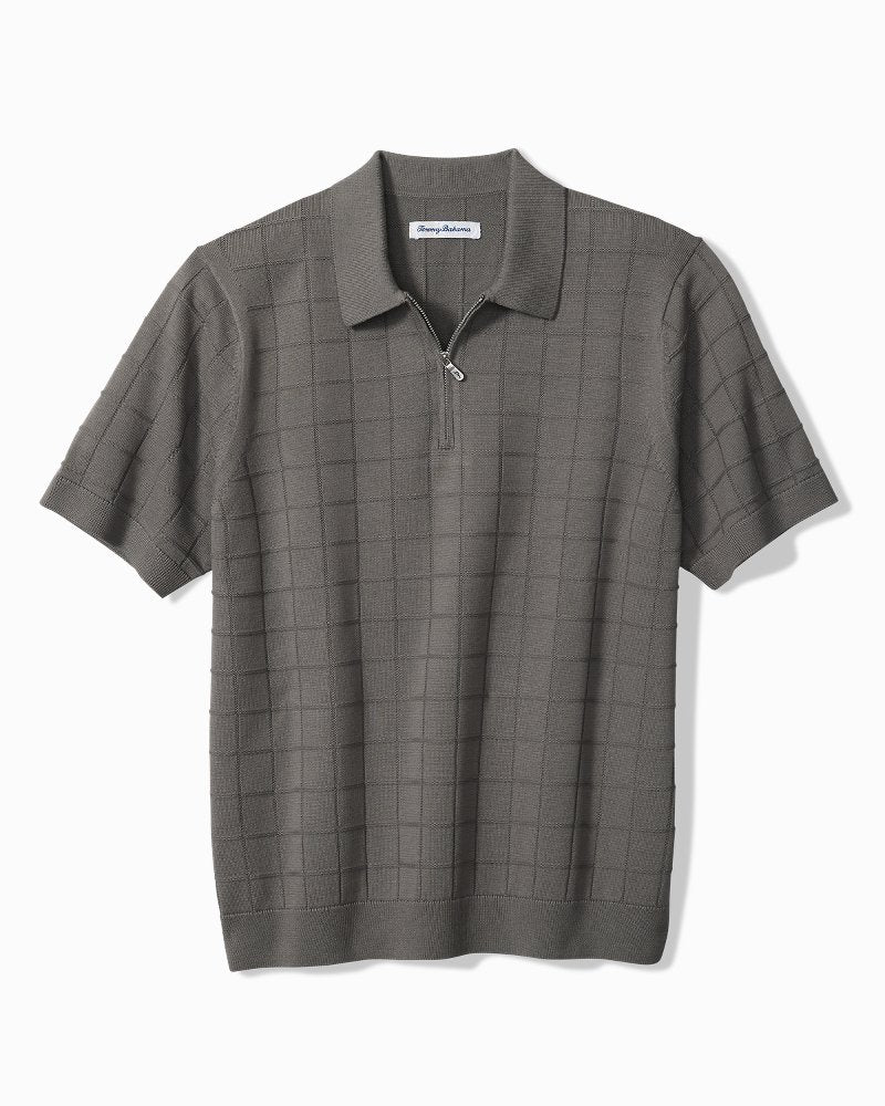 Big & Tall Coolside Quarter-Zip IslandZone Polo - Spa Stone