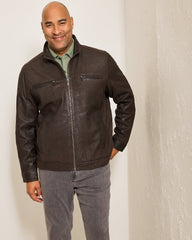 Big & Tall Highland Rocker Leather Jacket - Dark Brown