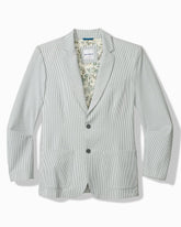 Big & Tall Nova Wave Stretch-Seersucker Sand Stripe Blazer - Glass Bottle