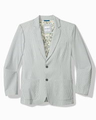 Big & Tall Nova Wave Stretch-Seersucker Sand Stripe Blazer - Glass Bottle