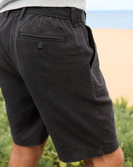 Big & Tall Isla Sands Stripe Stretch-Linen Shorts - Black