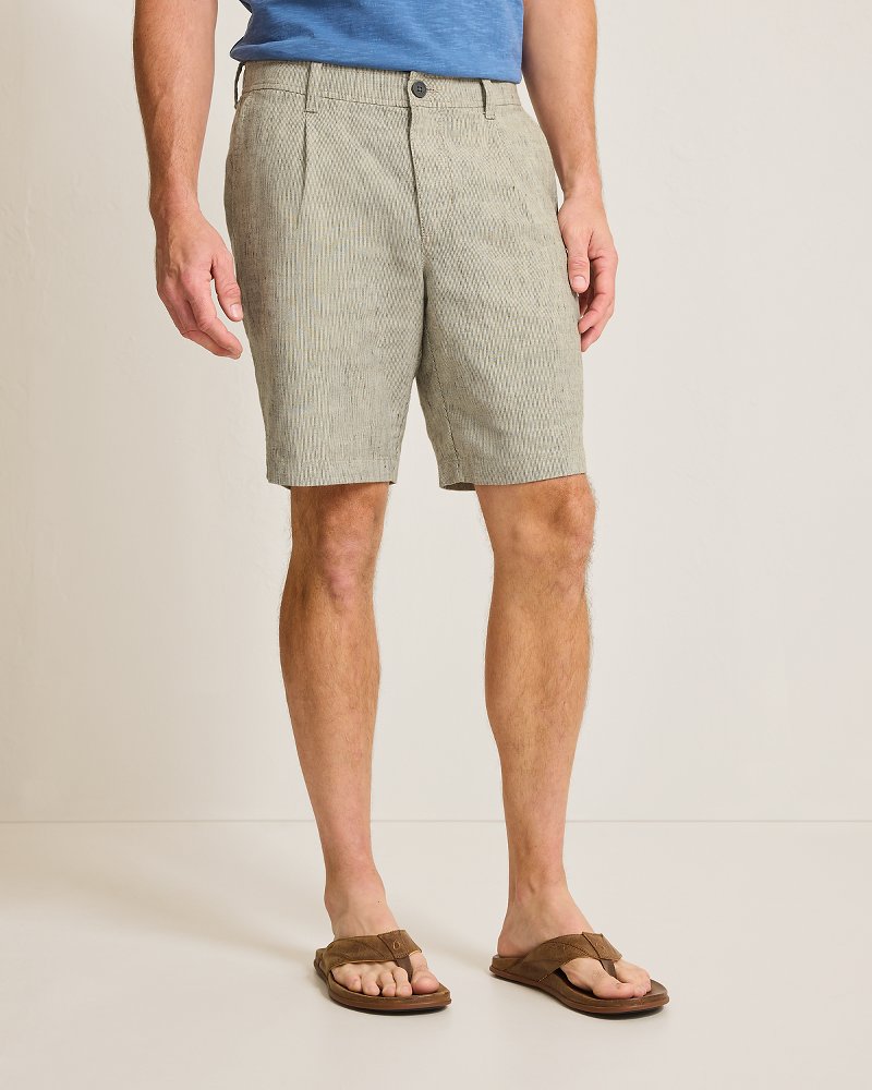 Big & Tall Isla Sands Stripe Stretch-Linen Shorts - Beach