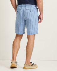 Big & Tall Isla Shores Stripe Linen-Blend Half E-Waist Shorts - Port Side Blue