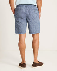 Big & Tall Riviera Shore Stretch-Linen E-Waist Shorts - Ocean Deep