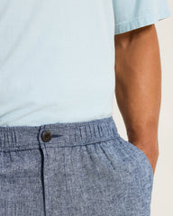 Big & Tall Riviera Shore Stretch-Linen E-Waist Shorts - Ocean Deep