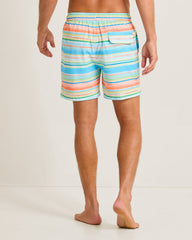 Big & Tall Naples Sand & Stripes Swim Trunks - Turquoise Haze