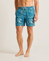 Big & Tall Naples Wavescape Oasis Swim Trunks - Continental