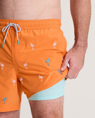 Big & Tall Naples Flamingle Swim Trunks - Jaffa Orange