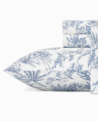 Pen & Ink Palm 4-Piece Queen Sheet Set - Blue