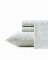 Crane Flower 4-Piece Cotton Cooling Queen Sheet Set - Green