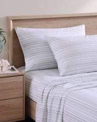 Kahanu Stripe 4-Piece Queen Sheet Set - Grey