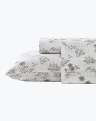 Vintage Map 4-Piece King Sheet Set - Brown