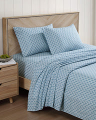 Coastal Batik Blue 4-Piece Queen Sheet Set - Blue