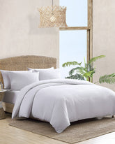 Basketweave Solid Reversible 3-Piece Queen Comforter Set - White