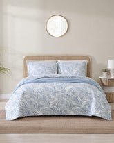 Palmday Reversible 3-Piece King Quilt Set - Blue Canal