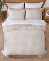 Bahama Fronds Reversible 3-Piece King Quilt Set - Khaki