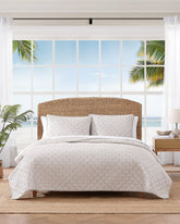 Bahama Fronds Reversible 3-Piece King Quilt Set - Khaki