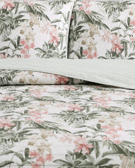 Island Orchid Reversible 3-Piece King Quilt Set - Coral Pink/Cream