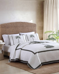 Palm Island Reversible King Quilt - Grey