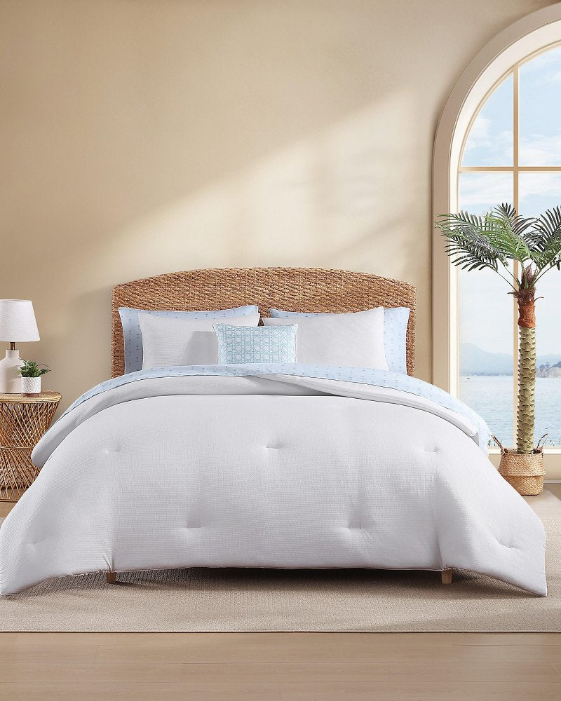 Seersucker Solid 8-Piece Queen Comforter Set - White
