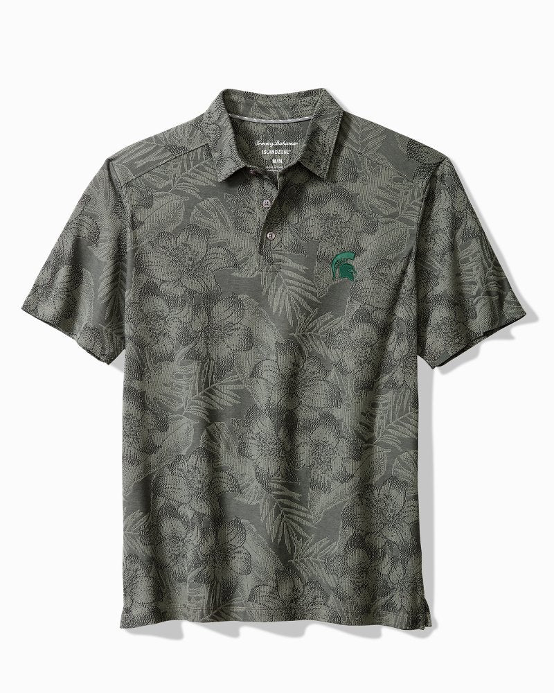 Collegiate Palm Fresco Hibiscus IslandZone Polo - michigan_state