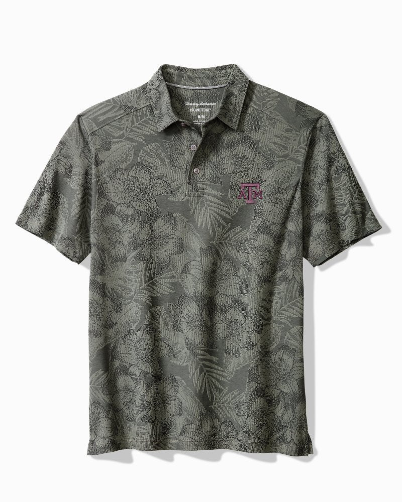 Collegiate Palm Fresco Hibiscus IslandZone Polo - texas_a&m