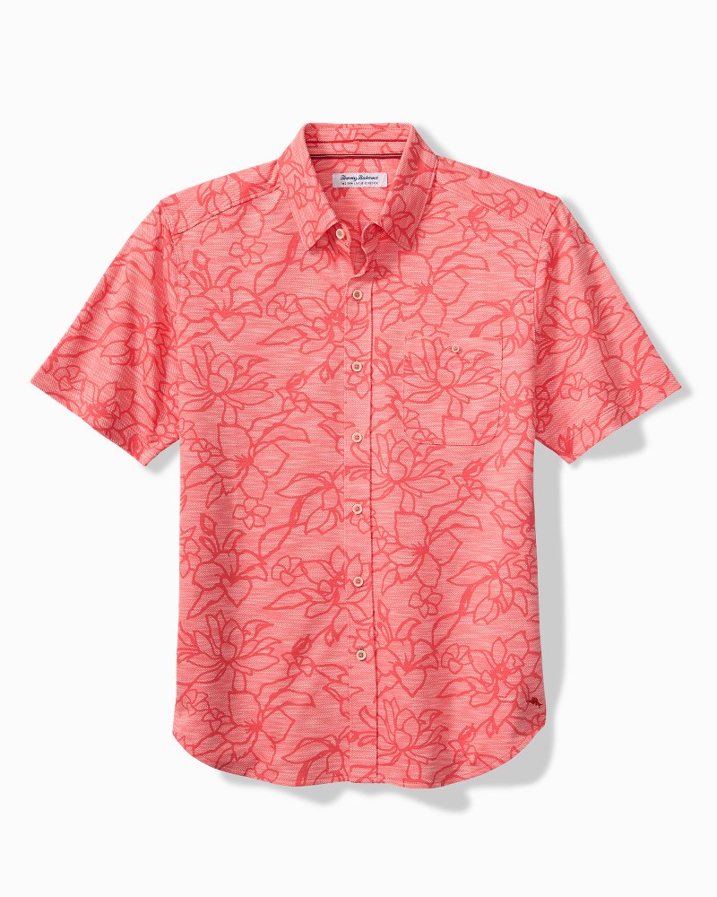 San Lucio Tides Flora Stretch Knit Shirt - Pure Coral