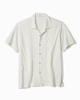 Palm Fresco Beach Border IslandZone® Camp Shirt - Coconut