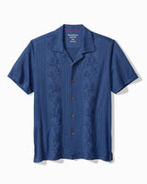 Palm Fresco Beach Border IslandZone® Camp Shirt - Carbon Navy