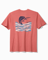 Marlin Waves Graphic T-Shirt - Red Sunset