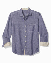 Paradise Breezer Linen Long-Sleeve Shirt - Island Navy