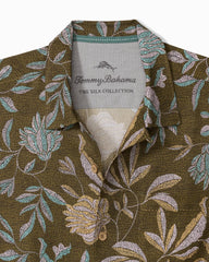 Vintage Vines Silk Camp Shirt - Mud Pie Brown