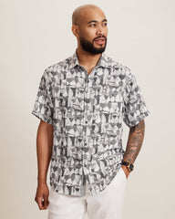 Coastal Ease Fizz & Fronds IslandZone Camp Shirt - Graphite Gray