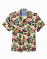 Cabana Skies Silk Camp Shirt - Palm Moss