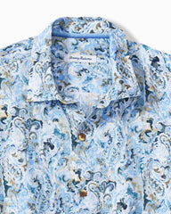 Tidal Echoes Linen Long-Sleeve Shirt - Clear Sky Blue