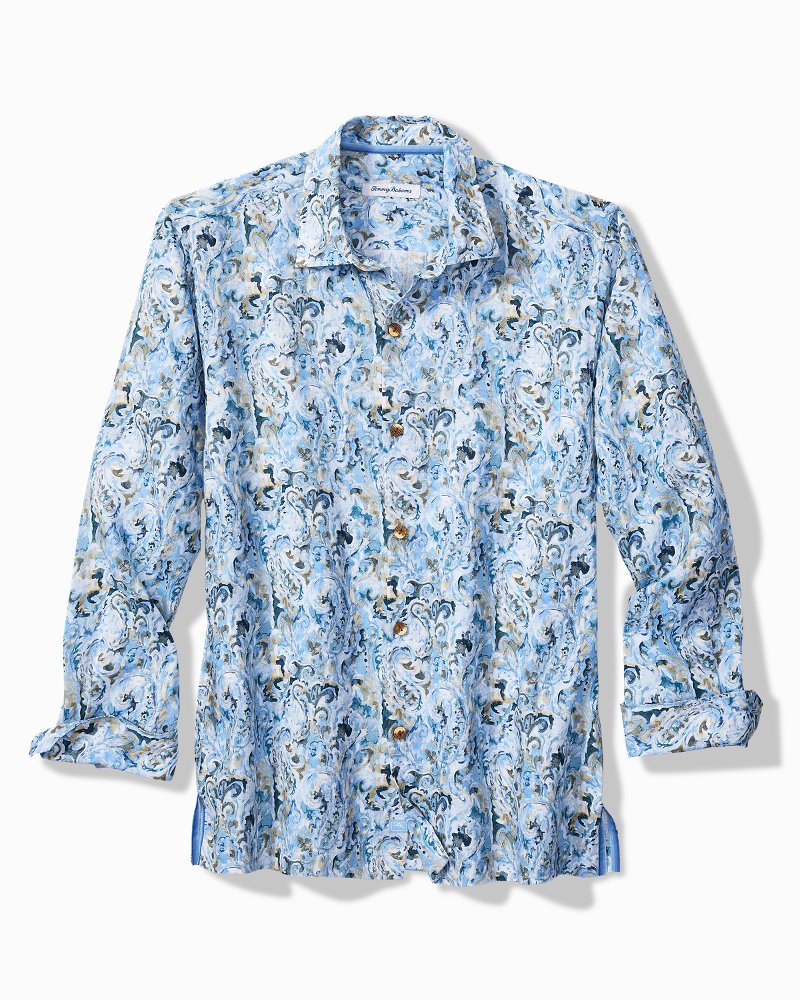 Tidal Echoes Linen Long-Sleeve Shirt - Clear Sky Blue