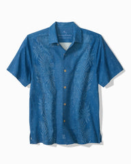 Kona Luxe Border Silk Camp Shirt - Dockside Blue